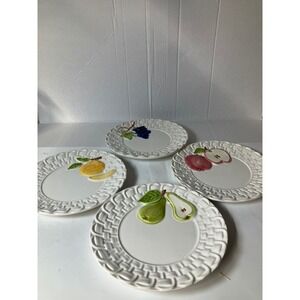 Cost Plus World Market‎ Fruit Appetizer Plates, Embossed Basketweave Design